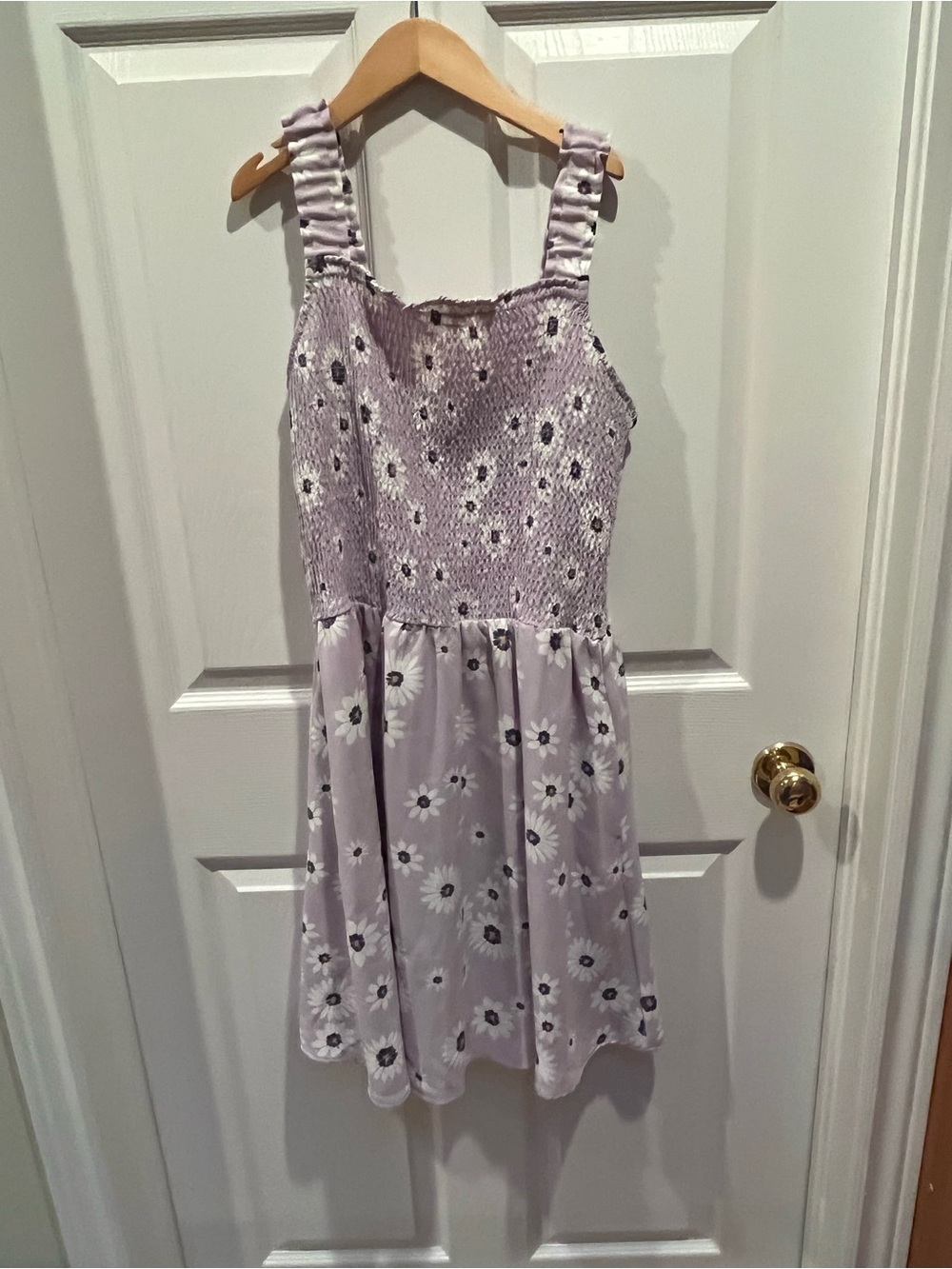 Women’s Lavender Floral Smocked Sundress with Ruffled Straps